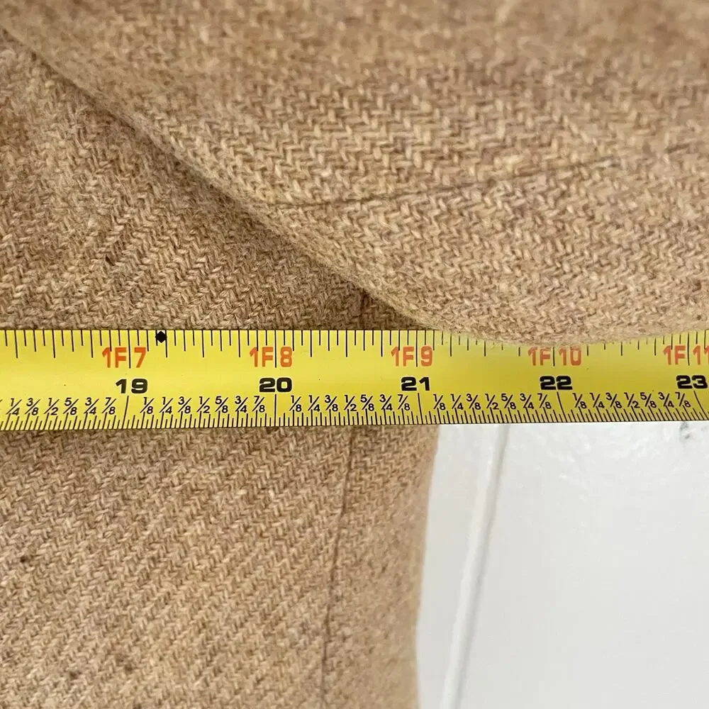 Vintage 70s Wool Tweed Camel Sport Coat 43L Long Notch Lapel 2-Button Jacket‎